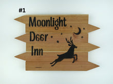 Load image into Gallery viewer, MOONLIGHT DEER INN REDWOOD SIGNS