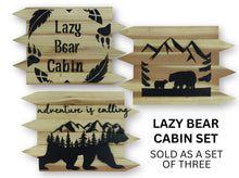 Load image into Gallery viewer, LAZY BEAR CABIN REDWOOD SIGNS