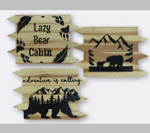 Load image into Gallery viewer, LAZY BEAR CABIN REDWOOD SIGNS