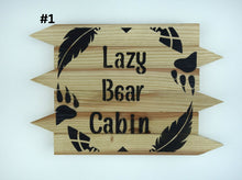 Load image into Gallery viewer, LAZY BEAR CABIN REDWOOD SIGNS
